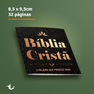 Bíblinha Cristã para Evangelização  •  Preto Textura Capa no papel couche laminado brilho e miolo em papel alta alvura Biblinha de Bolso tamanho 8,5x9,5cm Capa Colorida com Miolo Preto e Branco Brilho na capa Grampeado Material com 32 páginas de miolo para reflexão