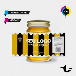 Rótulo Sob Demanda - Adesivo de Papel Brilho - Personalizado Adesivo Brilho de papel Largua máximo de impressão 30cm 4x0 Cores  Corte Reto Prazo de produção estimado entre 4 e 7 dias úteis.