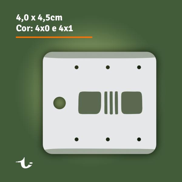 Tag para Trio com 6 furos + Furo Central • 4,0x4,5cm - 4x0 ou 4x1 Cores